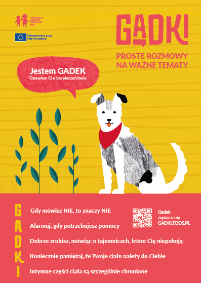 Plakat z psem Gadkiem dla dzieci w wieku 4-6 lat